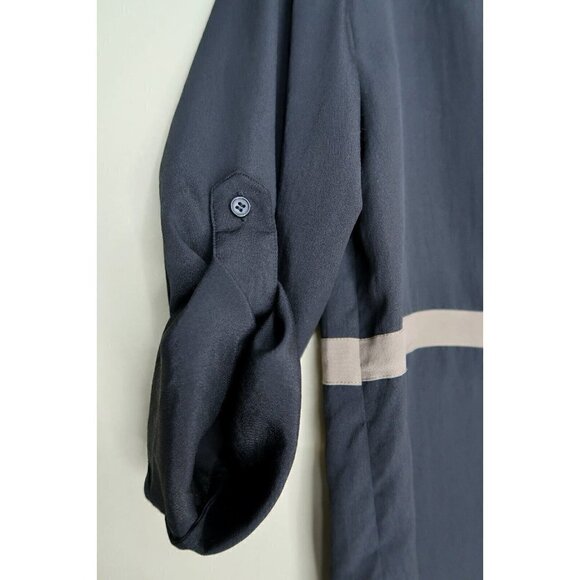 Collective Concepts Black Tunic Top V Neck Semi Sheer Roll Tab Sleeve Womens XS - Picture 4 of 10